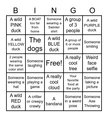 Swinter Party Photo Bingo Card