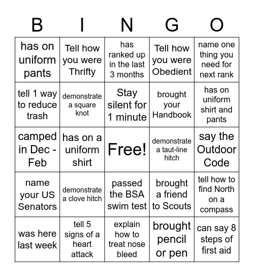Meeting Bingo Card