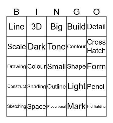 Drawing keywords  Bingo Card