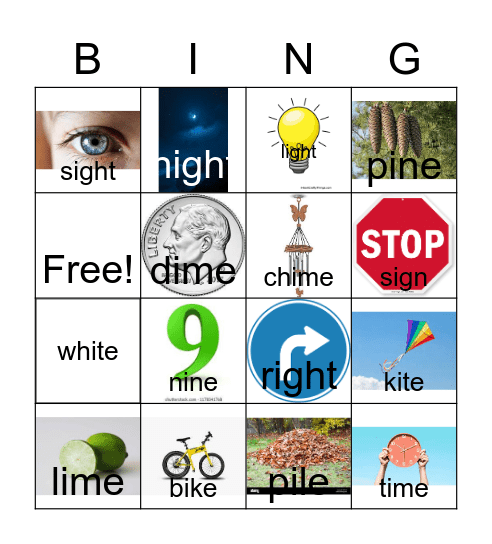 Long i BING Bingo Card