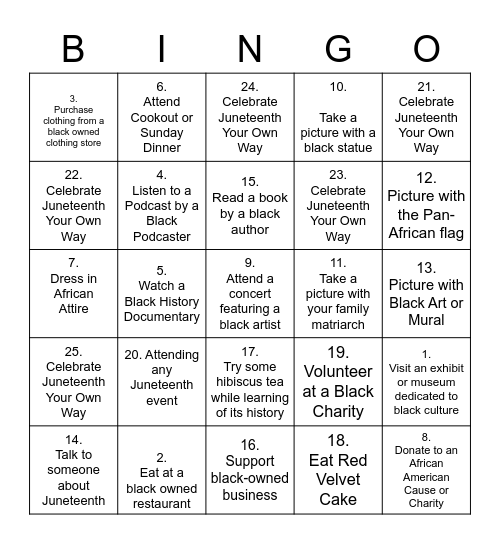 Juneteenth Bingo Card