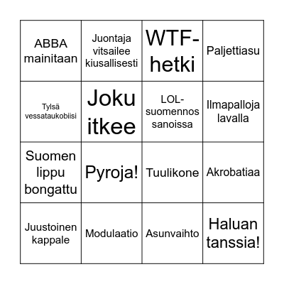 Euroviisubingo 2022 Bingo Card