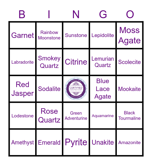 HMCA Summer Crystal Camp Term Bingo Card