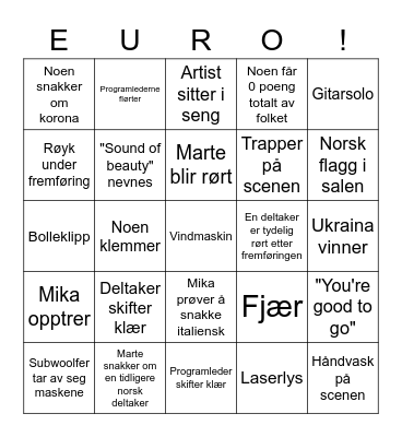 Eurovision! Bingo Card