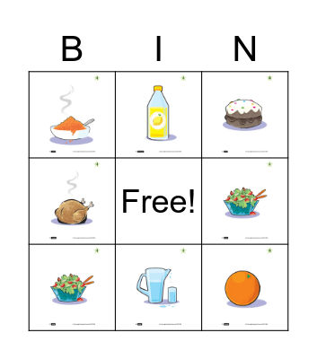 FOOD Bingo Card