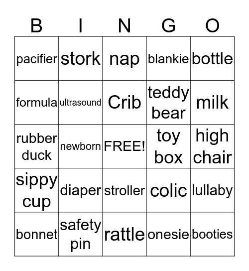 BABY BINGO Card