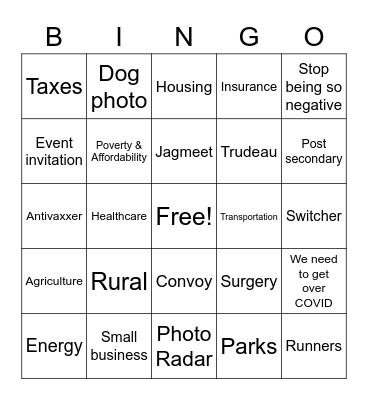 Leader FB Inbox Bingo Card