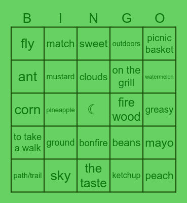 ˖⁺‧₊˚♡˚₊‧⁺ Outdoors ⁺‧₊˚♡˚₊‧⁺˖ Bingo Card