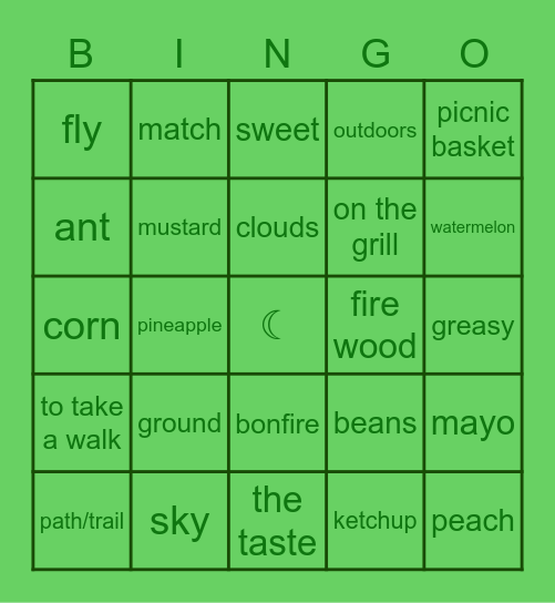 ˖⁺‧₊˚♡˚₊‧⁺ Outdoors ⁺‧₊˚♡˚₊‧⁺˖ Bingo Card