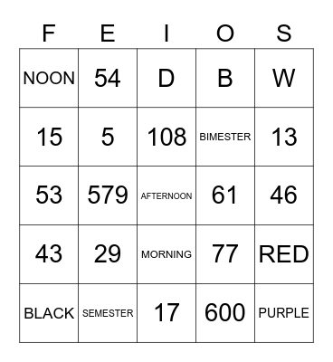 BINGÃO - ESTERINA - TIME UNITS Bingo Card