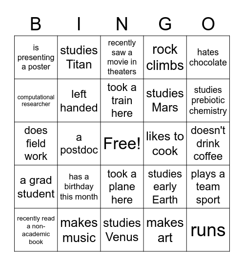 AbSciCon Social Bingo Card