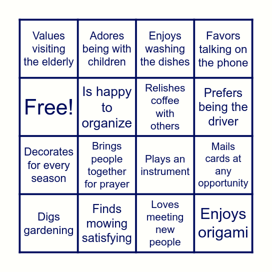 Find someone who... Bingo Card