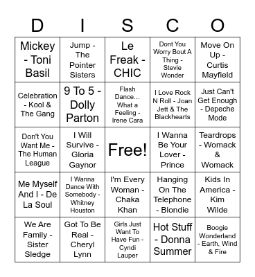 ***DISCO BINGO*** Bingo Card