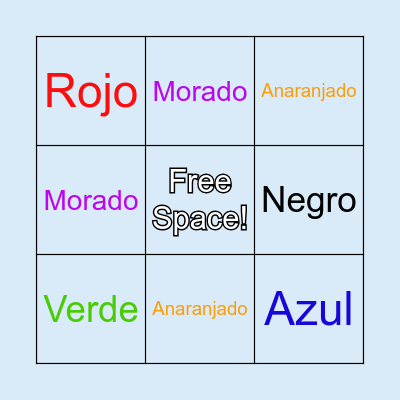 Colores de Español 🌈 Bingo Card