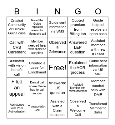 Shadowing  Bingo 2 Bingo Card