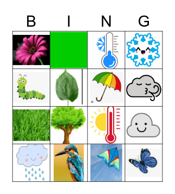 Spring and the weather Bingo Card