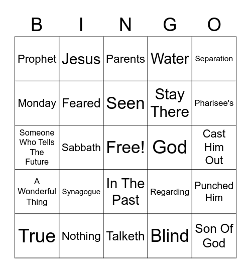 The Blind Man Bingo Card