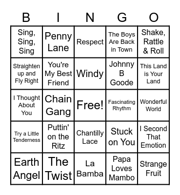 SONG TITLES Bingo Card