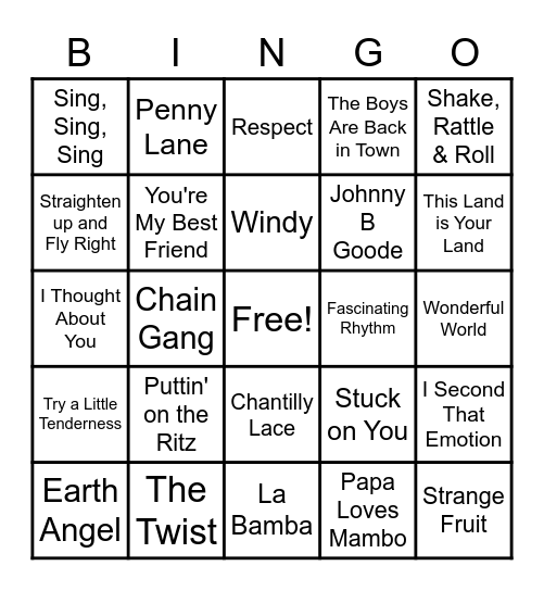 SONG TITLES Bingo Card