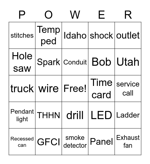 Powerhouse Electric Bingo Card