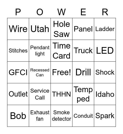 PowerHouse Electric Bingo Card