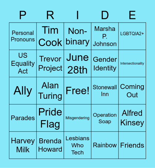 Pride Month! Bingo Card