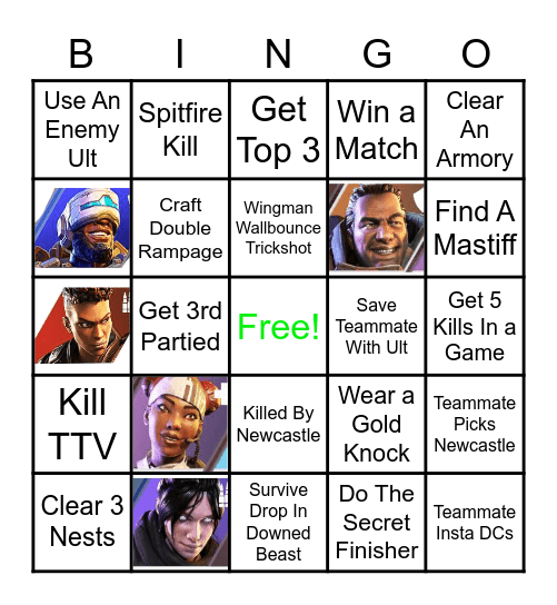 JustSaySteven's Apex Newcastle Bingo Card