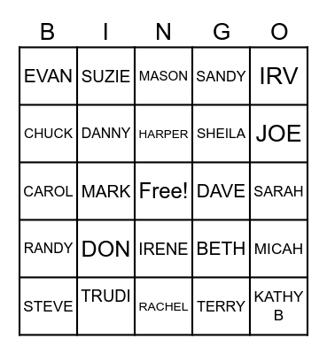 KATZ FAMILY Bingo Card