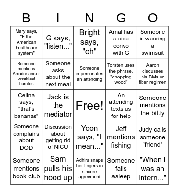 Spring Retreat Bingo Card