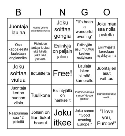 Euroviisubingo Card