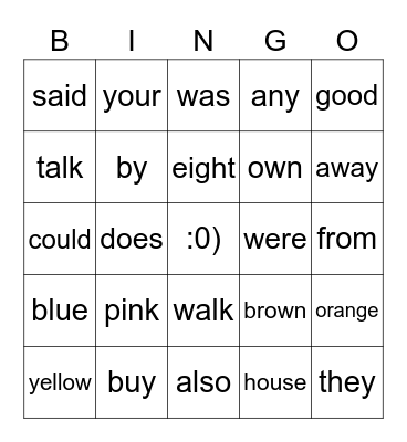 Level 1 - A Bingo Card
