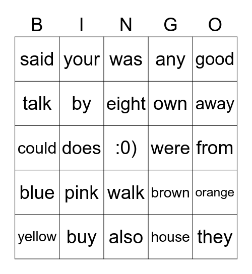 Level 1 - A Bingo Card