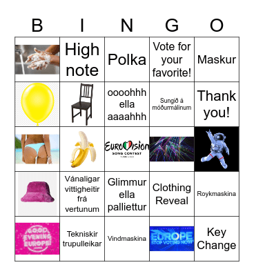 EUROVISION BINGO Card