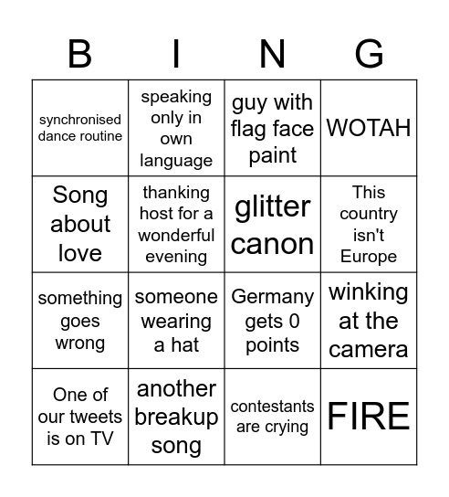 ESC Bingo Card