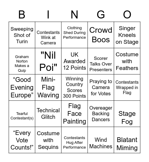 Eurovision! Bingo Card