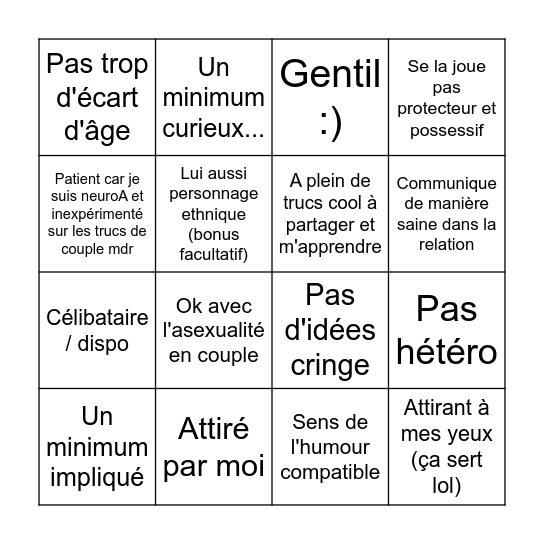 La barre est au sol Bingo Card