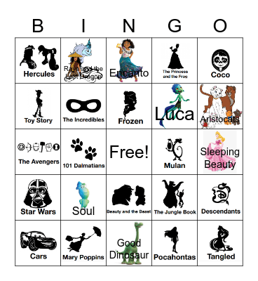 Disney Movie Songs! Bingo Card