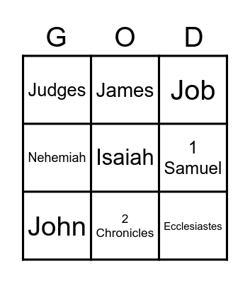 Books of the Bible Bingo Card