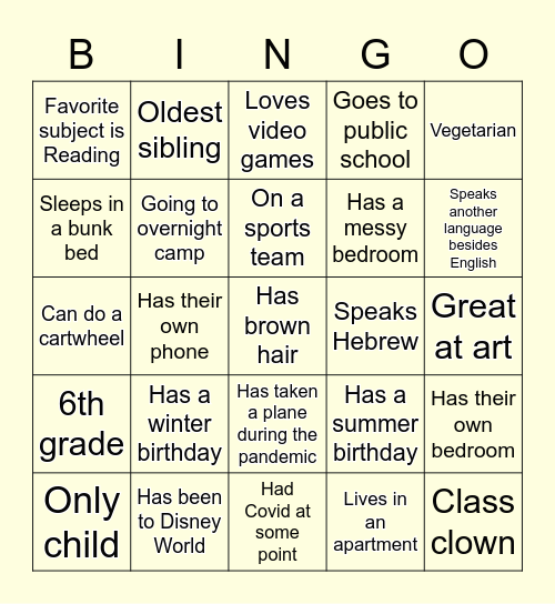 Google Docs Bingo Card