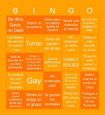 Tomorrow Bingo Card
