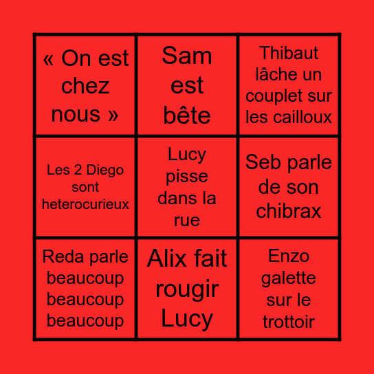 L’excès Bingo Card