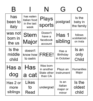 Ice-Breaker Bingo Card