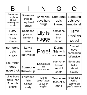 Saturday Bingo lo Bingo Card