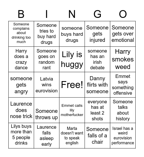 Saturday Bingo lo Bingo Card