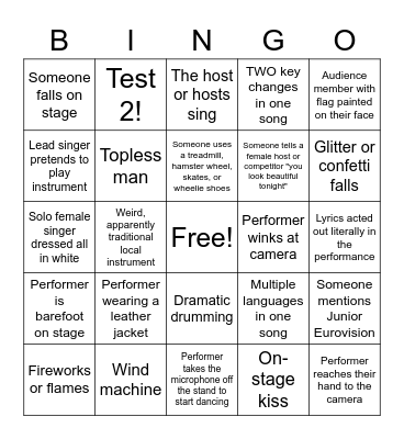 Eurovision Bingo - 2022 Bingo Card