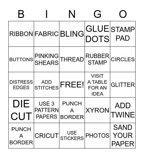 SCRAPBOOK RETREAT BINGO Card