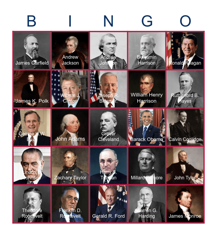 U.S. Presidents Bingo Card