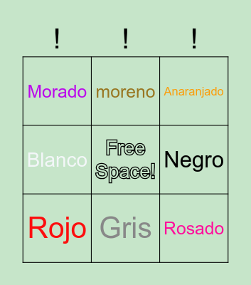 Colores en Español 🇪🇸 Bingo Card