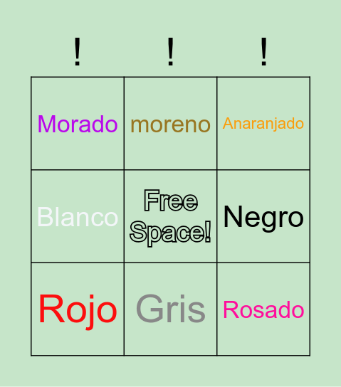 Colores en Español 🇪🇸 Bingo Card