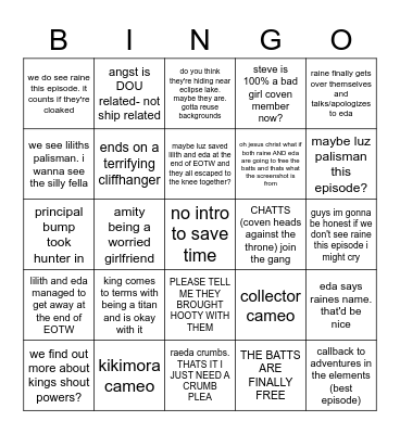 oh titan where art thou bingo Card